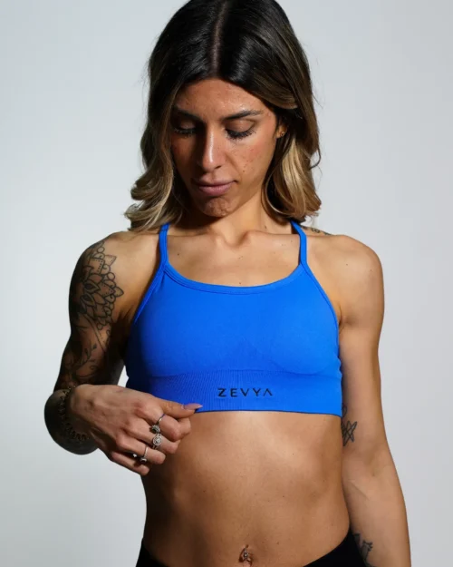 zevya-Reggiseno-Sportivo-nexa-Bra-electric-cobalt-front Reggiseno Top sportivo Zevya nexa elegante blu cobalto dal design minimalista per workout